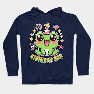 Birthday Boy Frog Kawaii Toad Lover Kids Bday Hoodie